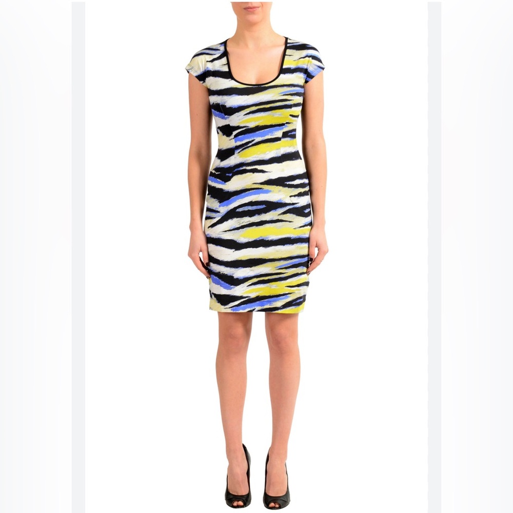 JUST CAVALLI Multi-Color Short Sleeve Women's Bodycon Stretch Dress